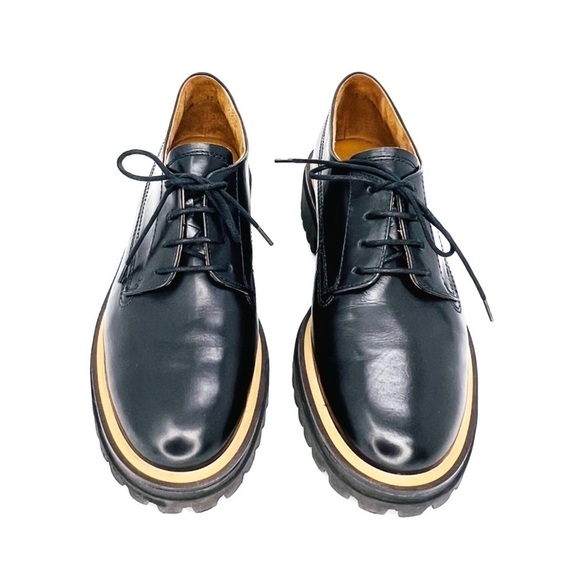 Paul Green Oxford Shoes Size 9 Laced Super Soft Black Leather Lug Sole Menswear - Picture 6 of 16